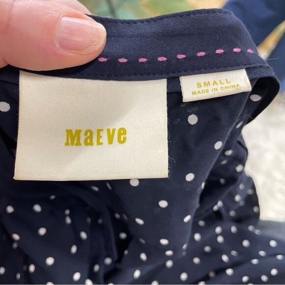 Anthropologie Maeve Umbrella Polka Dot Button Down Top - Picture 7 of 8